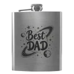 Flask 3372 Best Dad у космічному стилі, з планетами й зорями