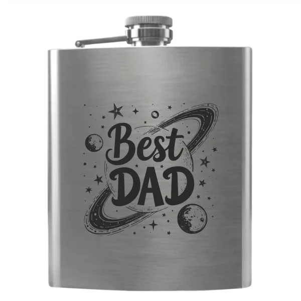 Flask 3372 Best Dad у космічному стилі, з планетами й зорями