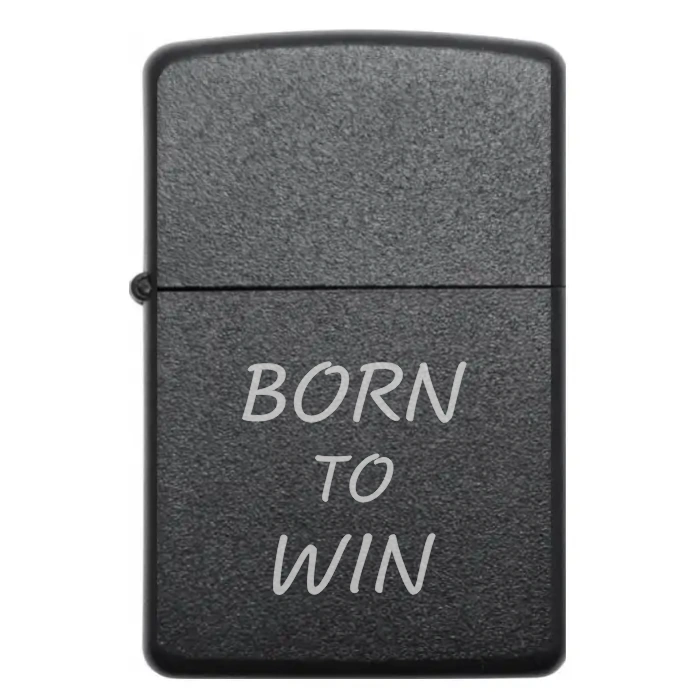 Запальничка на подарунок “BORN TO WIN” — Для переможців і тих, хто не зупиняється на досягнутому — BORN TO WIN Бензинова запальничка з англомовним лазерним написом «BORN TO WIN»