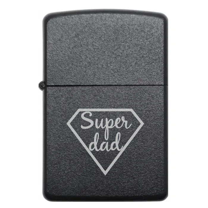 🎁 Оригінальний подарунок для супер тата! Запальничка з гравіюванням “Superdad” — Superdad Бензинова запальничка для батька з коротким написом «Superdad»