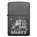 Бензинова запальничка THE BEST DAD IN THE GALAXY із ракетою та зірками