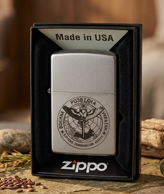 Оригінальна бензинова запальничка Zippo з емблемою ГУР на замовлення Оригінальна бензинова запальничка Zippo з емблемою ГУР на замовлення