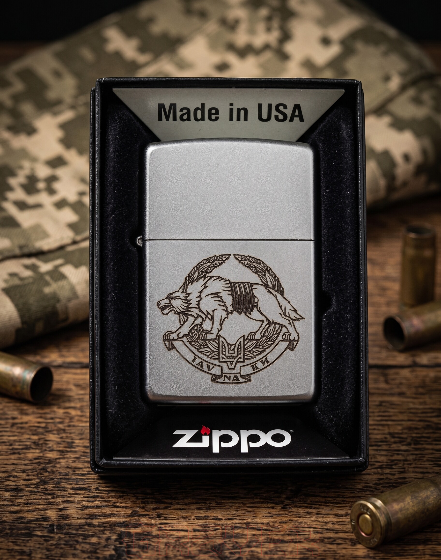 Подарункова запальничка Zippo спецпризначенця із символікою ССО України «Іду на ви» Подарункова запальничка Zippo спецпризначенця із символікою ССО України «Іду на ви»