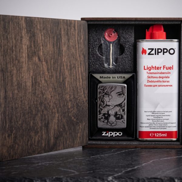 Подарунковий набір Zippo з індивідуальним гравіюванням за вашим ескізом на замовлення