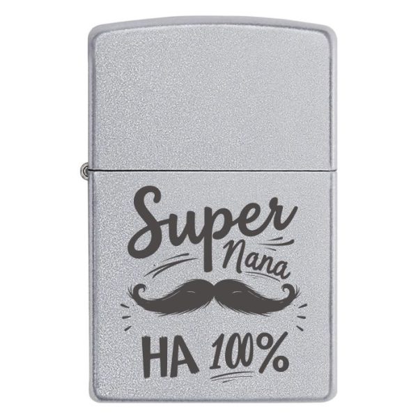Zippo 3367 Ніяких сумнівів — він суперпапа! – Чорна металева запальничка з написом Super Папа на 100%