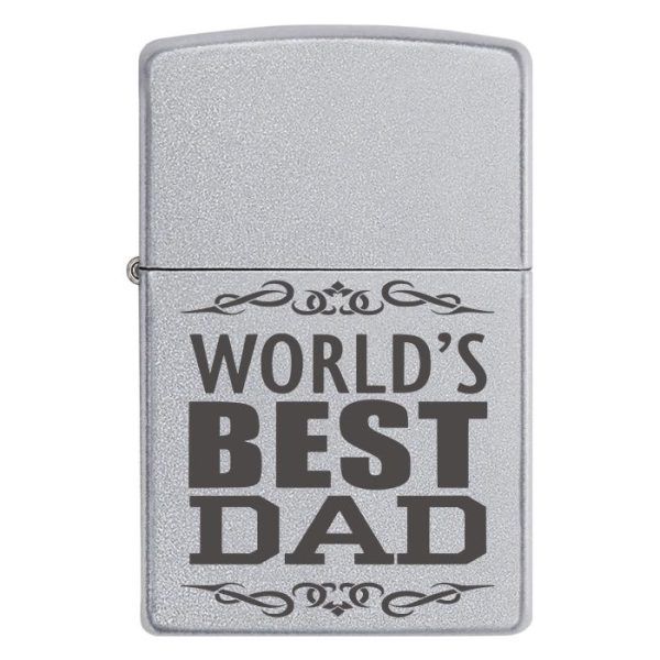 Zippo 3368 Для найкращого тата у світі — без компромісів! – Запальничка з гравіюванням WORLD’S BEST DAD