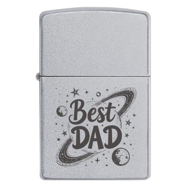 Zippo 3372 Подарунок міжгалактичного масштабу! – Запальничка з гравіюванням Best Dad у космічному стилі, з планетами й зорями