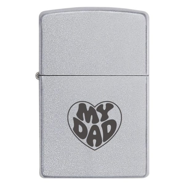 Zippo 3376 Татові, якого любиш всім серцем! – Стильна запальничка з написом MY DAD у ретро шрифті всередині сердечка
